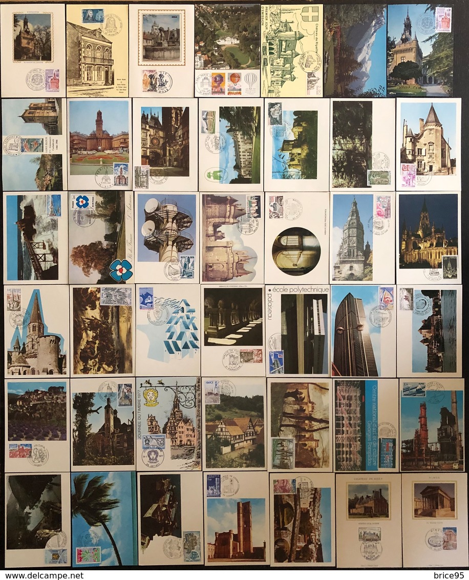 France Cartes Maximum - Lot De 42 Cartes Maximum - Thématique Lieu Monument - Lots & Serien