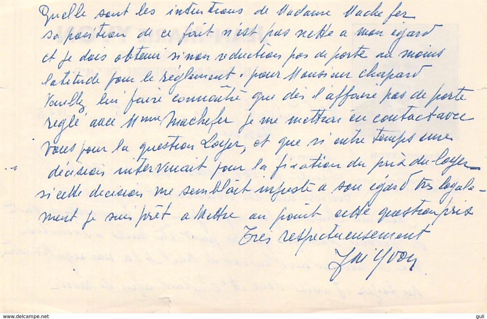 Lettre Année 1953 JEAN-MARIE YVON Chaussures 15 Grand'Rue MONTENDRE 17310 à Mr Calvet Notaire (Augustin YVON Cognac) - 1950 - ...