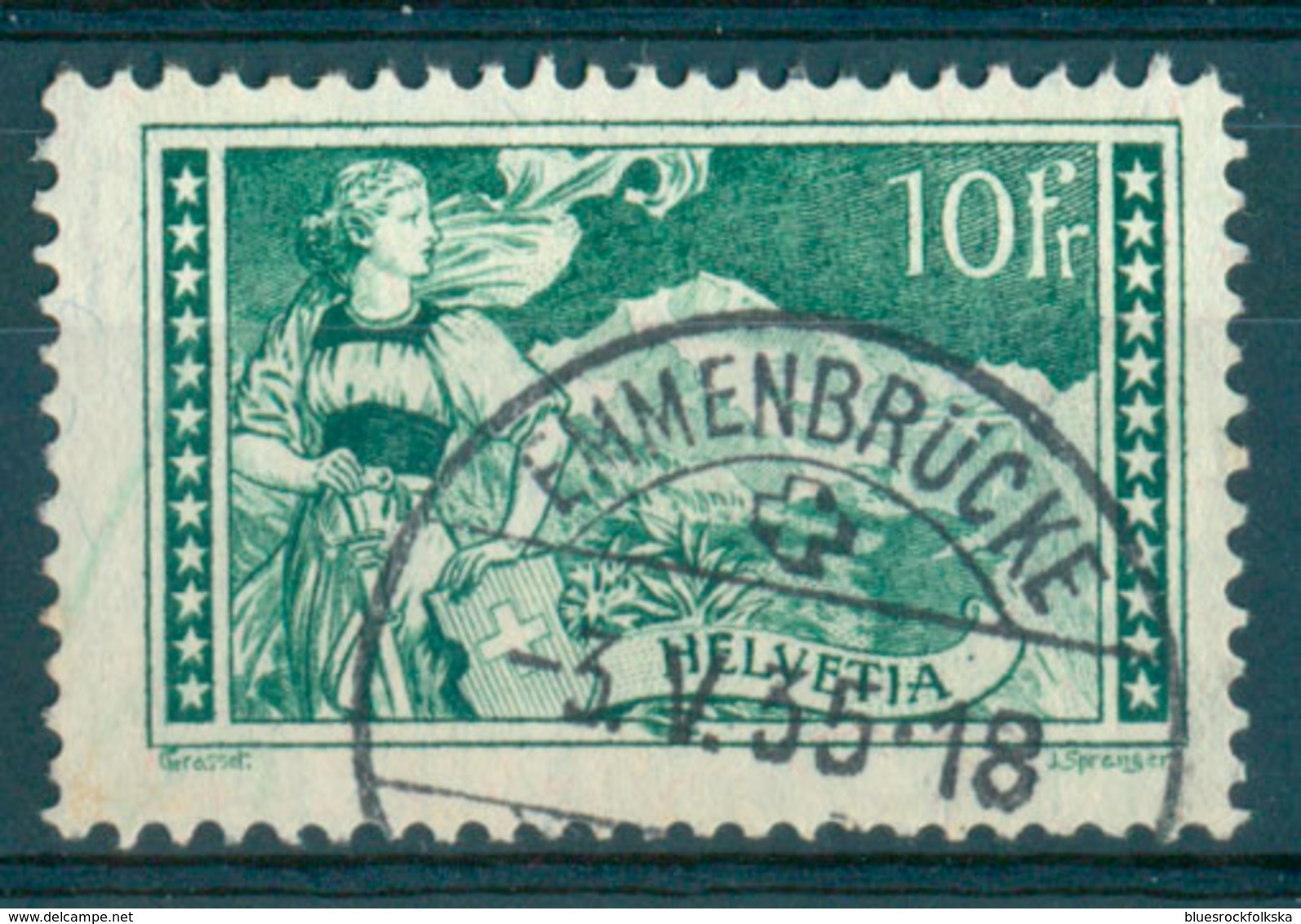 Switzerland - Yvert 245 - 10 Francs Vert-gris (1930-1931) (cancel Emmenbrucke) - Oblitérés