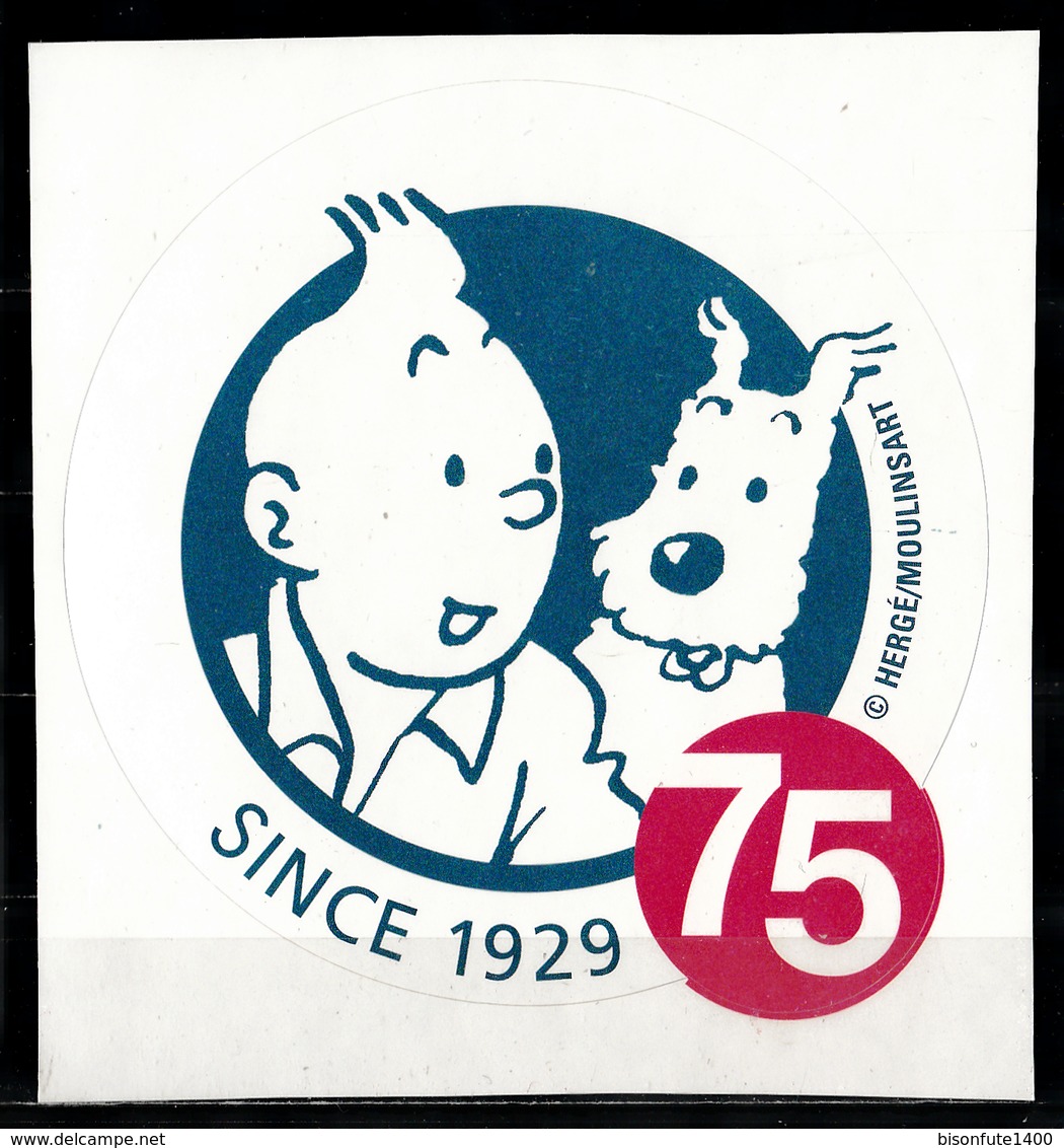 Tintin : 1 Autocollant 75ème Anniversaire De Tintin - Autocollants