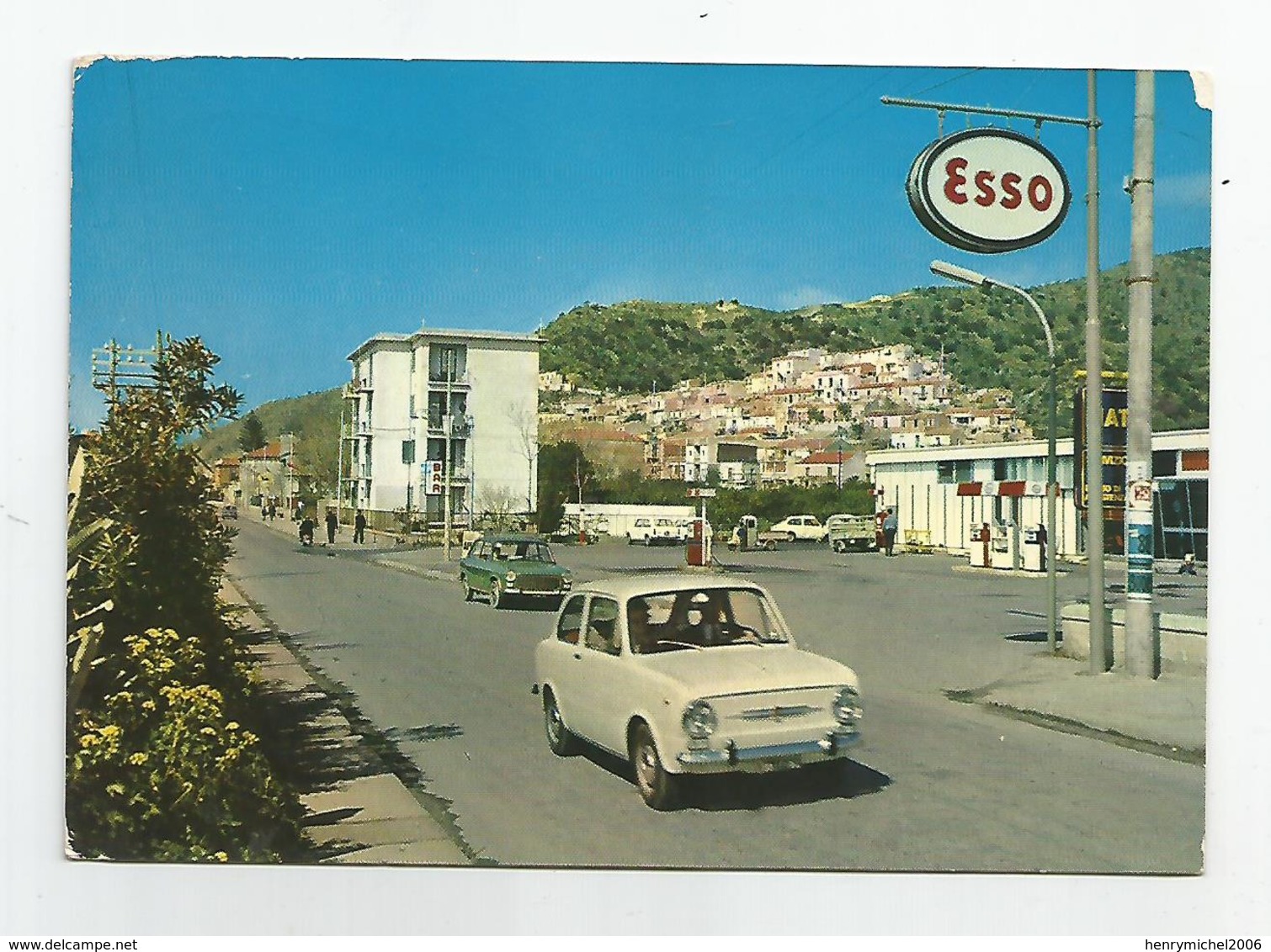 Cpm Auto Fiat Station Service Esso Pompe A Essence A Palizzi Marina Calabre Italie Italia Italy - PKW