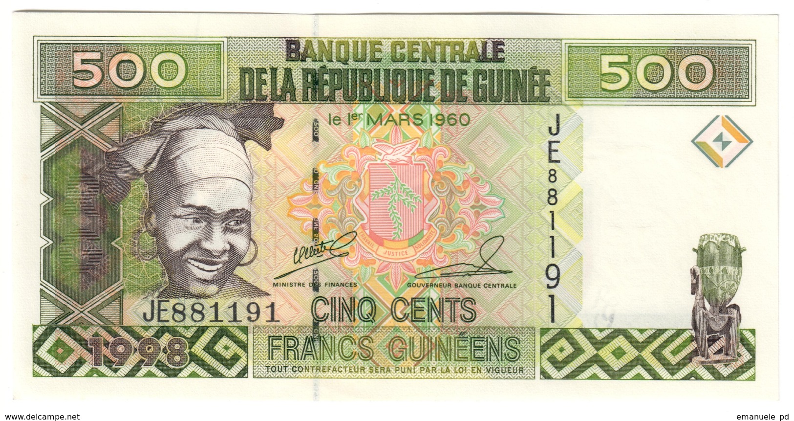 Guinea 500 Francs 1998 UNC .C4. - Guinée