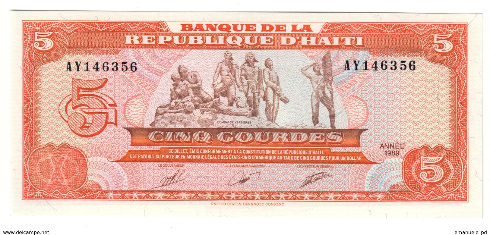 Haiti 5 Gourdes 1989 UNC .C4. - Haiti