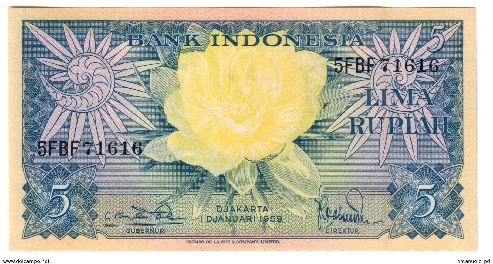 Indonesia 5 Rupiah 1959 UNC .C4. - Indonesia