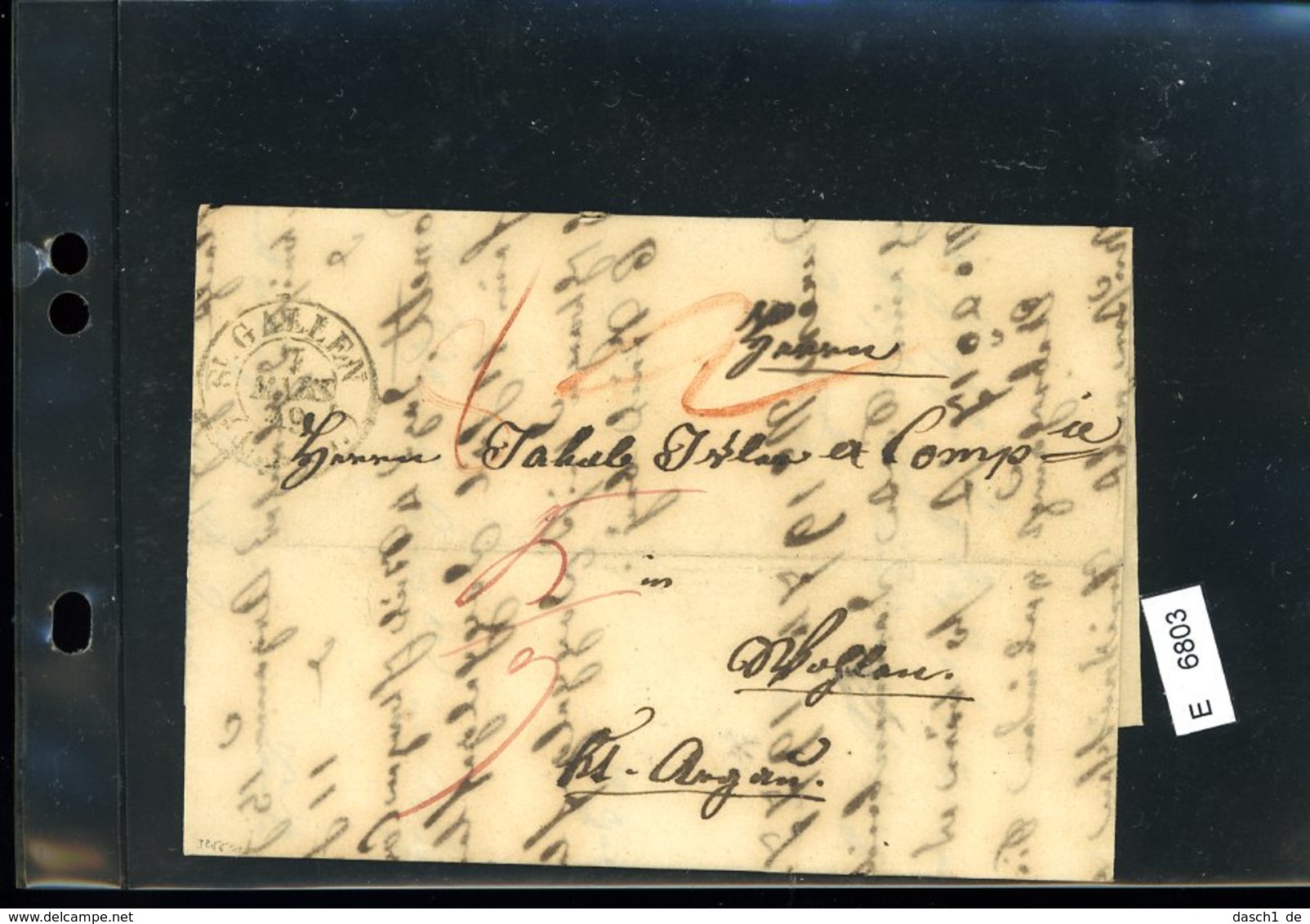 Schweiz Vorphilatelie, Brief Nach Wohlen (Aargau), Aus St. Gallen, 1849 - ...-1845 Prephilately