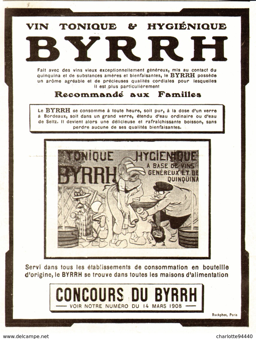 PUB    " BYRRH  " ( CONCOURS Du BYRRH )  1909  ( 65 ) - Alcools