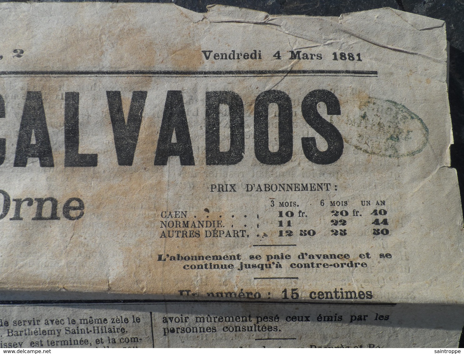 4 Mars 1881.Le Moniteur Du Calvados.Chemins De Fer De L'Ouest,horaires Du 15 Octobre 1880. - 1850 - 1899