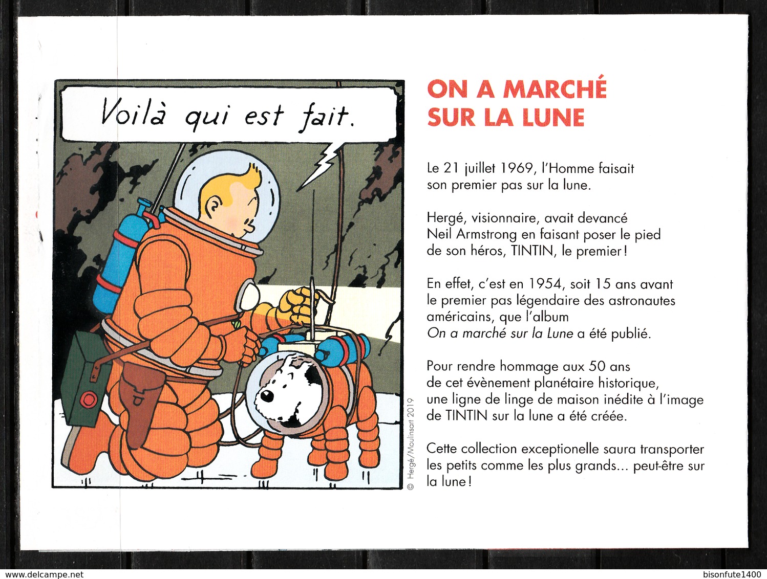 Tintin : Folder Publicitaire Pour Du Linge De Maison TINTIN 2019. - Autres & Non Classés