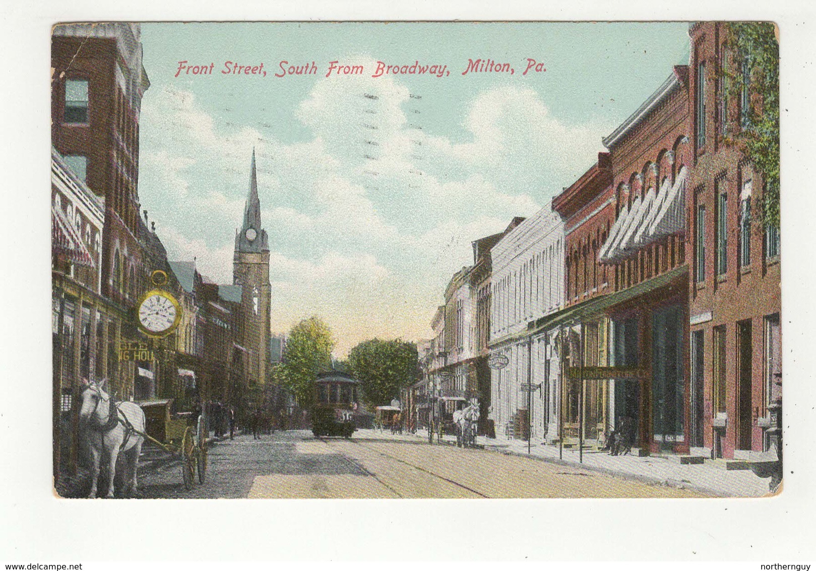 MILTON, Pennsylvania, USA, Front Street & Stores From Broadway, 1910 Reed Postcard - Autres & Non Classés