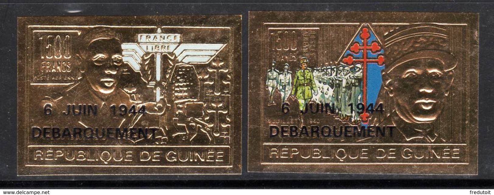 GUINEE - DE GAULLE - PA  N° 291/2  **  (1994) NON DENTELE / Surcharge 6 Juin 1944 - De Gaulle (General)