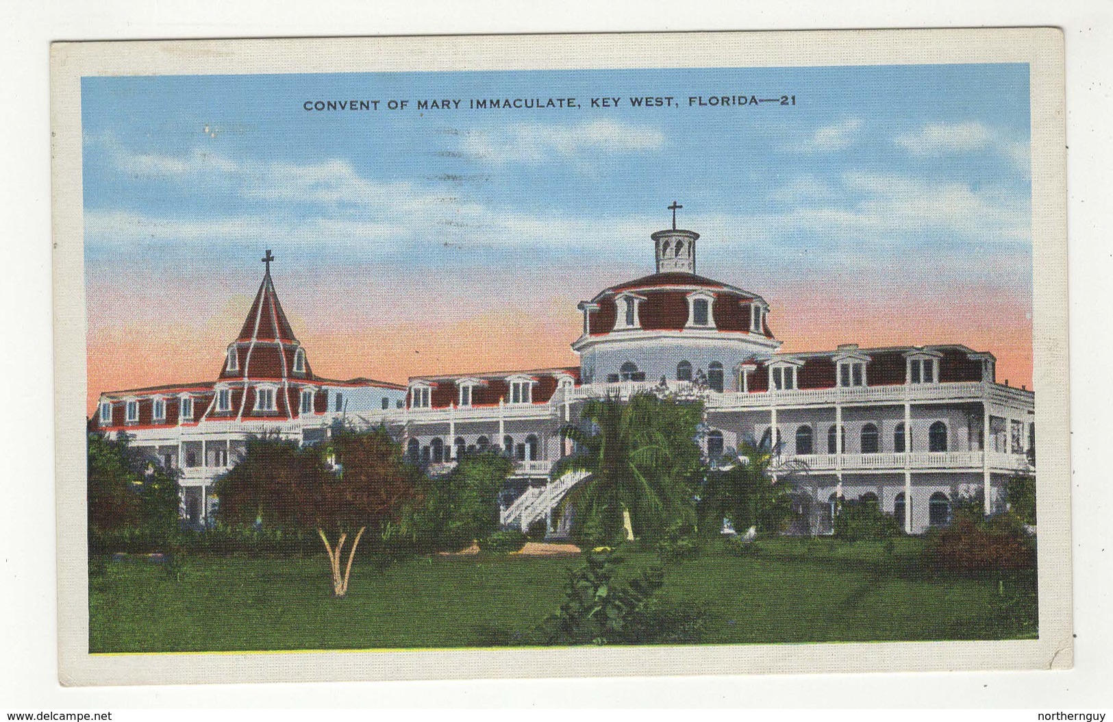 KEY WEST, Florida, USA, Convent Of  Mary Immaculate, 1946 Kropp Linen Postcard - Key West & The Keys