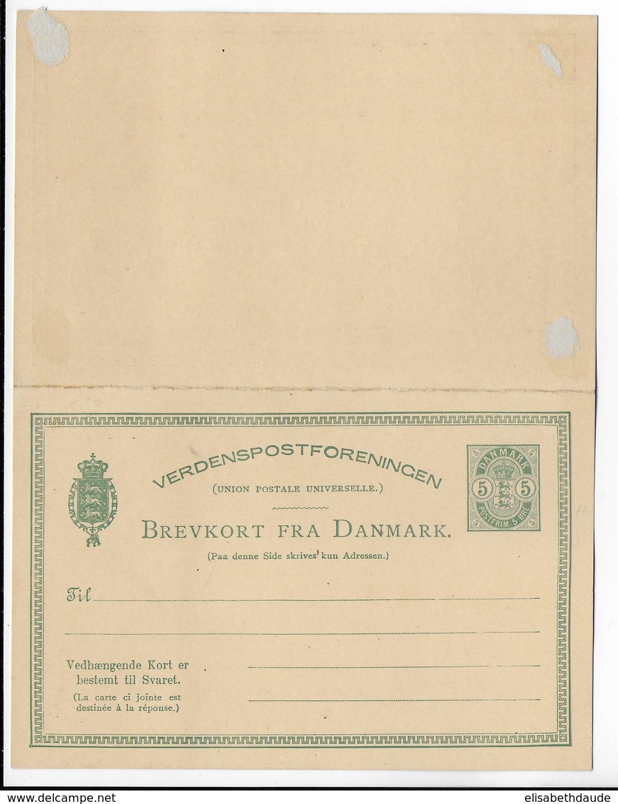 DANMARK - TYPE 1882/1885 - CP ENTIER POSTAL Mi Nr. P24 AVEC REPONSE PAYEE NEUVE - Postwaardestukken