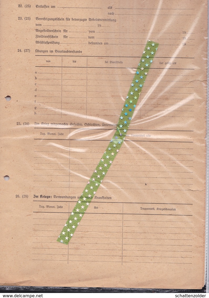 Uittreksel Militaire Dossier, Wehrmacht - Historische Dokumente