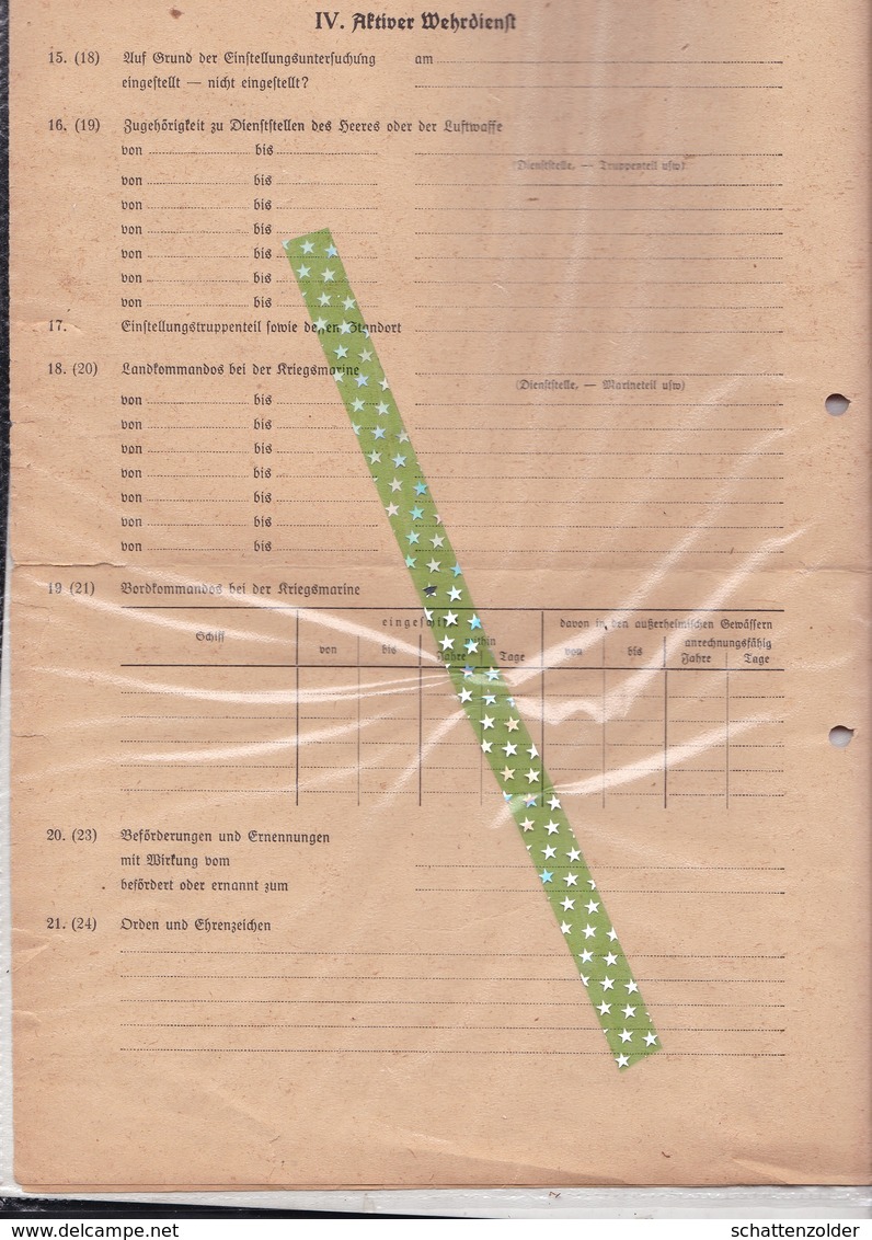 Uittreksel Militaire Dossier, Wehrmacht - Historische Dokumente