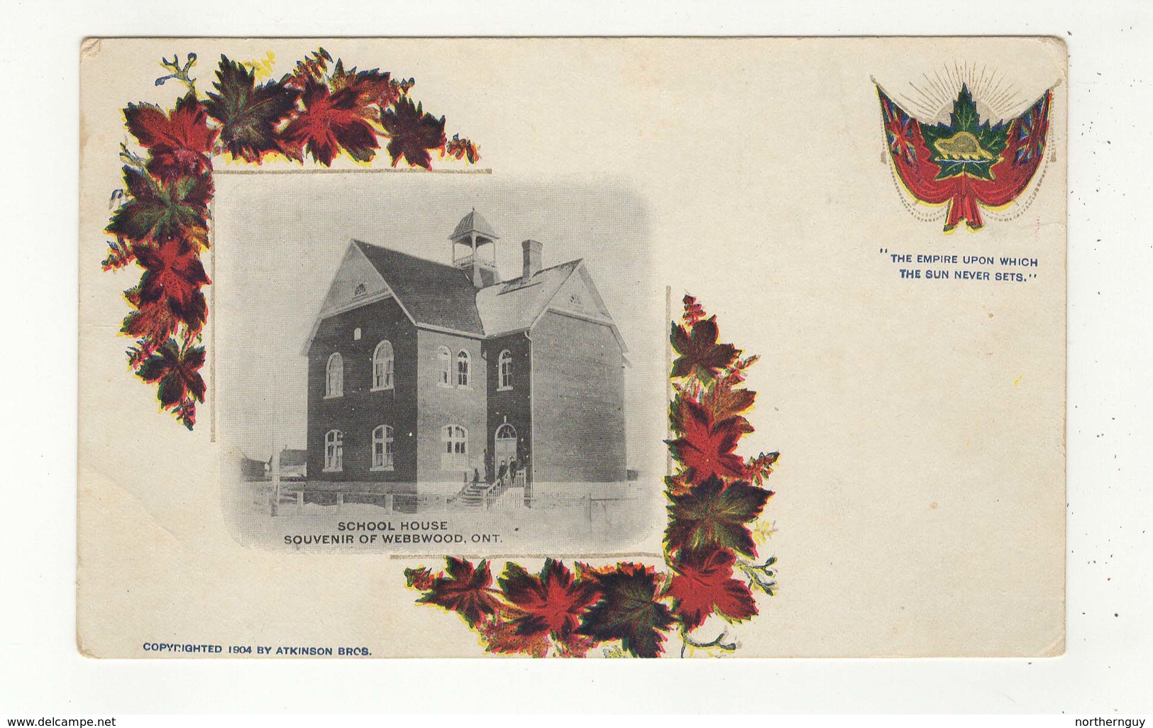 WEBBWOOD, Ontario, Canada, School House, Pre-1908 UB Patriotic Postcard, Sudbury County - Autres & Non Classés