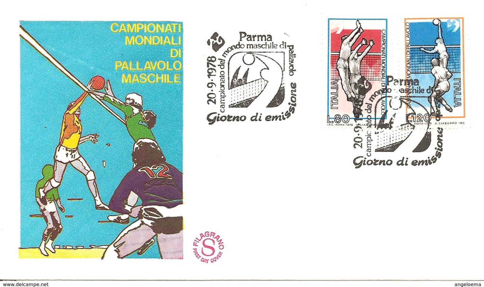 ITALIA ITALY - 1978 PARMA Campionato Mondiale Pallavolo Volley Annullo Fdc Serie Completa Su Busta Filagrano - 3468 - Pallavolo