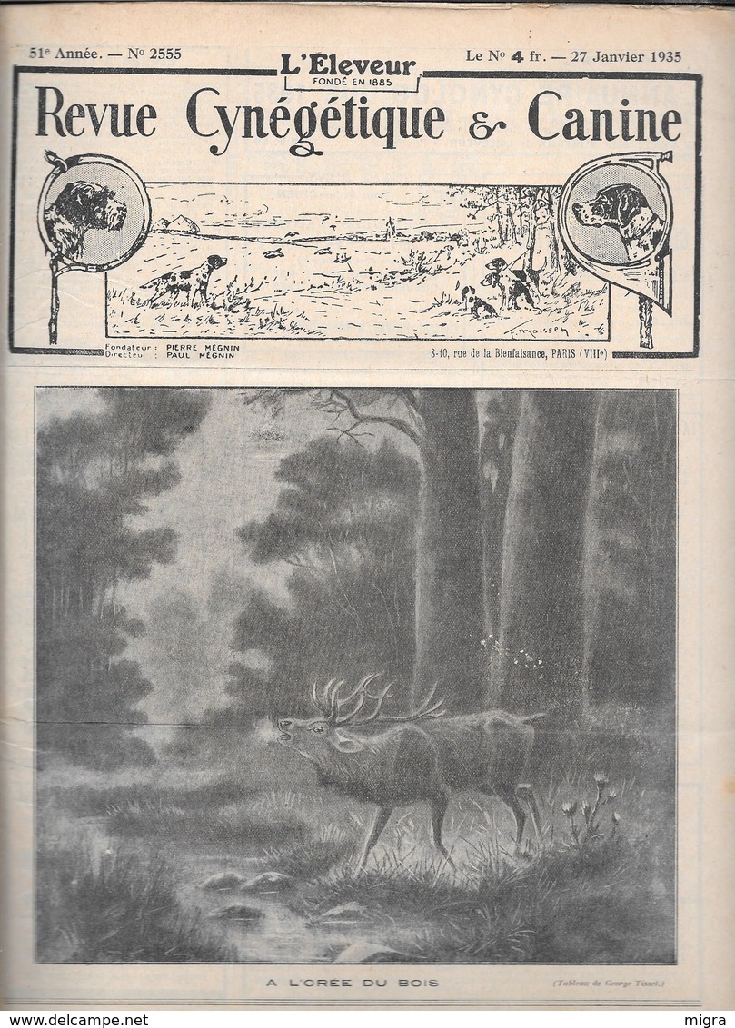 L'ELEVEUR - REVUE CYNEGETIQUE E CANINE - N. 2555 27 JANVIER 1935 - 1900 - 1949