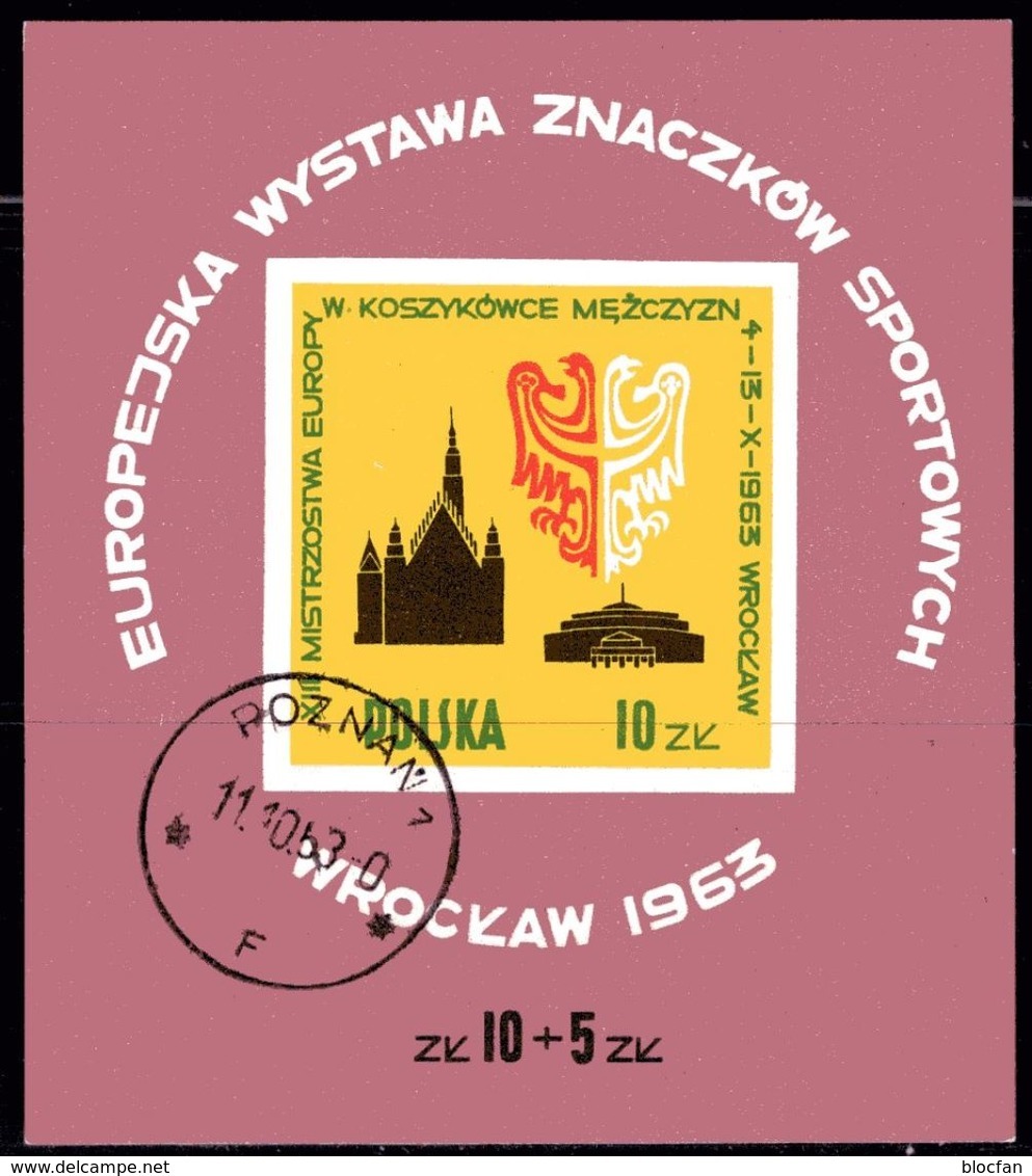 Basketball Polen Block 30 O 2€ Europa-Meisterschaft Wroclaw 1963 Rathaus Hoja Sport Wap Bloc Sheet Bf POLSKA/POLAND - Blocks & Sheetlets & Panes