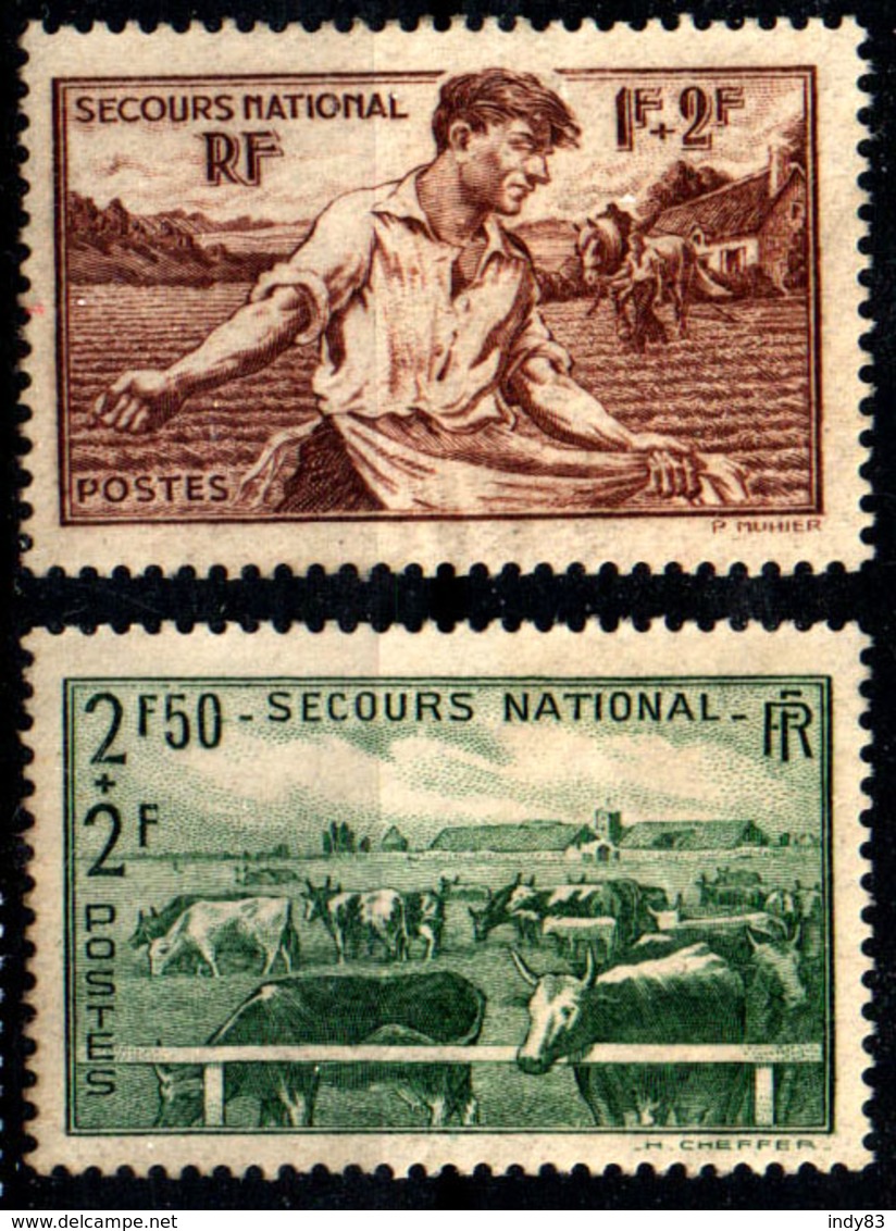 France-YT467+YT469 (1940) Neuf (*) Sans Gomme - Au Profit Du Secours National : Semailles & Elevage - Unused Stamps