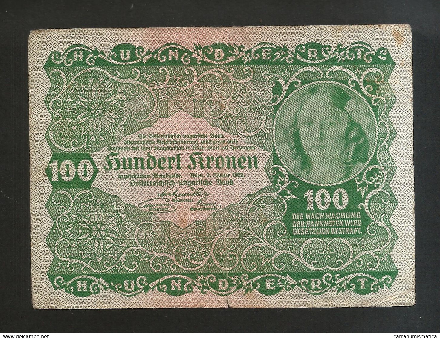 AUSTRIA / OSTERREICH - OESTERREICHISCH-UNGARISCHE BANK - 100 KRONEN (1922) - Austria