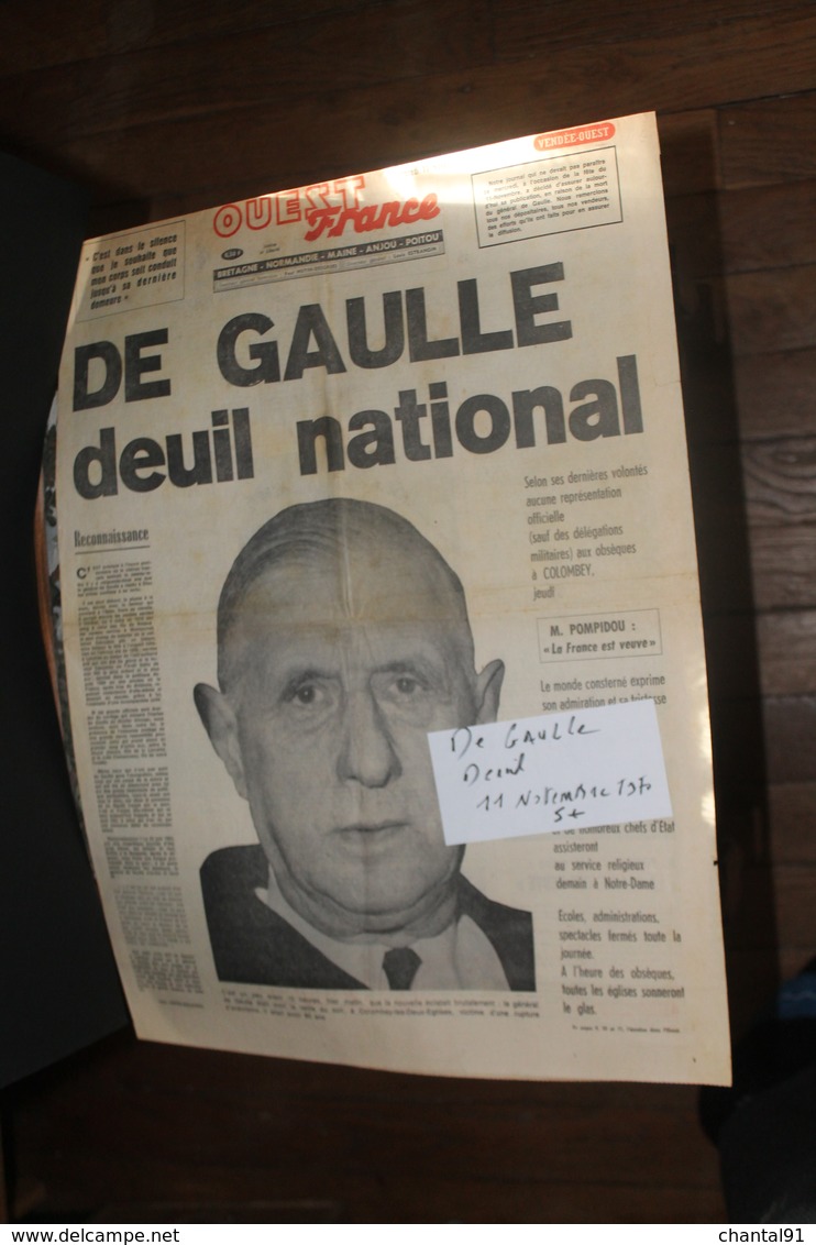 DE GAULLE DEUIL 11 NOVEMBRE 1970 - Collections