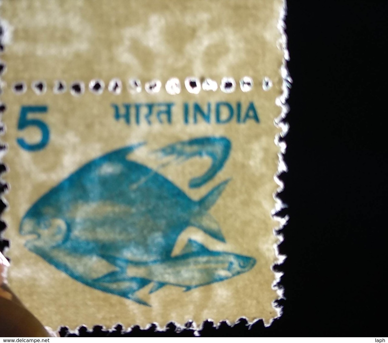 LAPH: INDIA FISH WATERMARK INVERTED BLOCK OF 4 WITH ONE ORIGINAL - Errors, Freaks & Oddities (EFO)