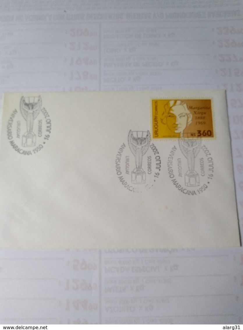 Uruguay Cover With 2002 Pmk Anniversary Of Winning In 1950 - 1950 – Brazilië