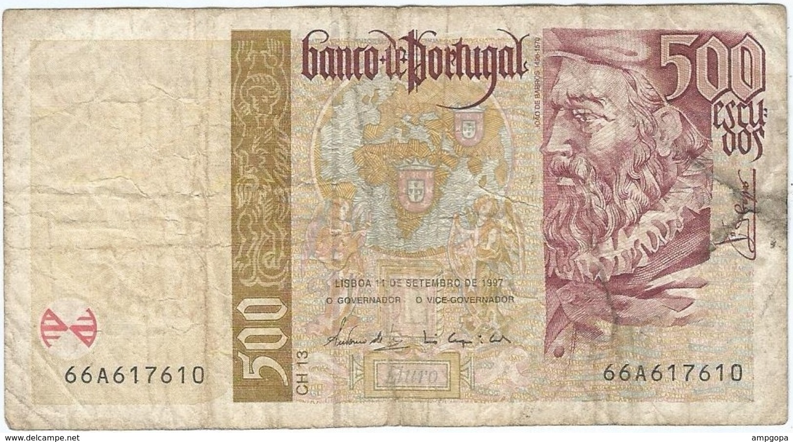 Portugal 500 Escudos 17-4-1997 Pk 187 A.2 Firmas António José Fernandes De Sousa Y Luís Manuel Moreira De Campos E Cunha - Portugal