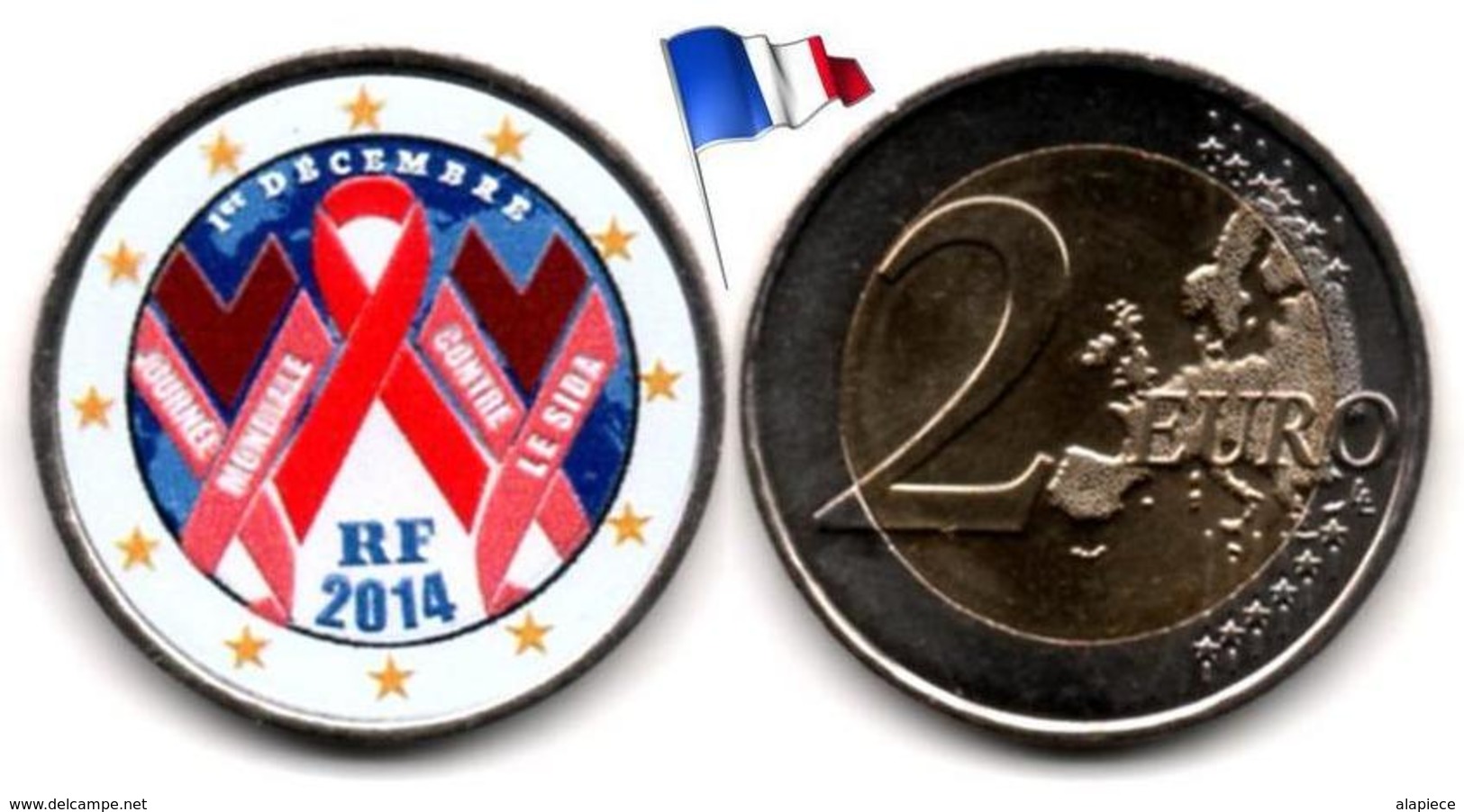 France - 2 Euro 2014 (Jounée Mondiale Contre Le Sida - Color) - France