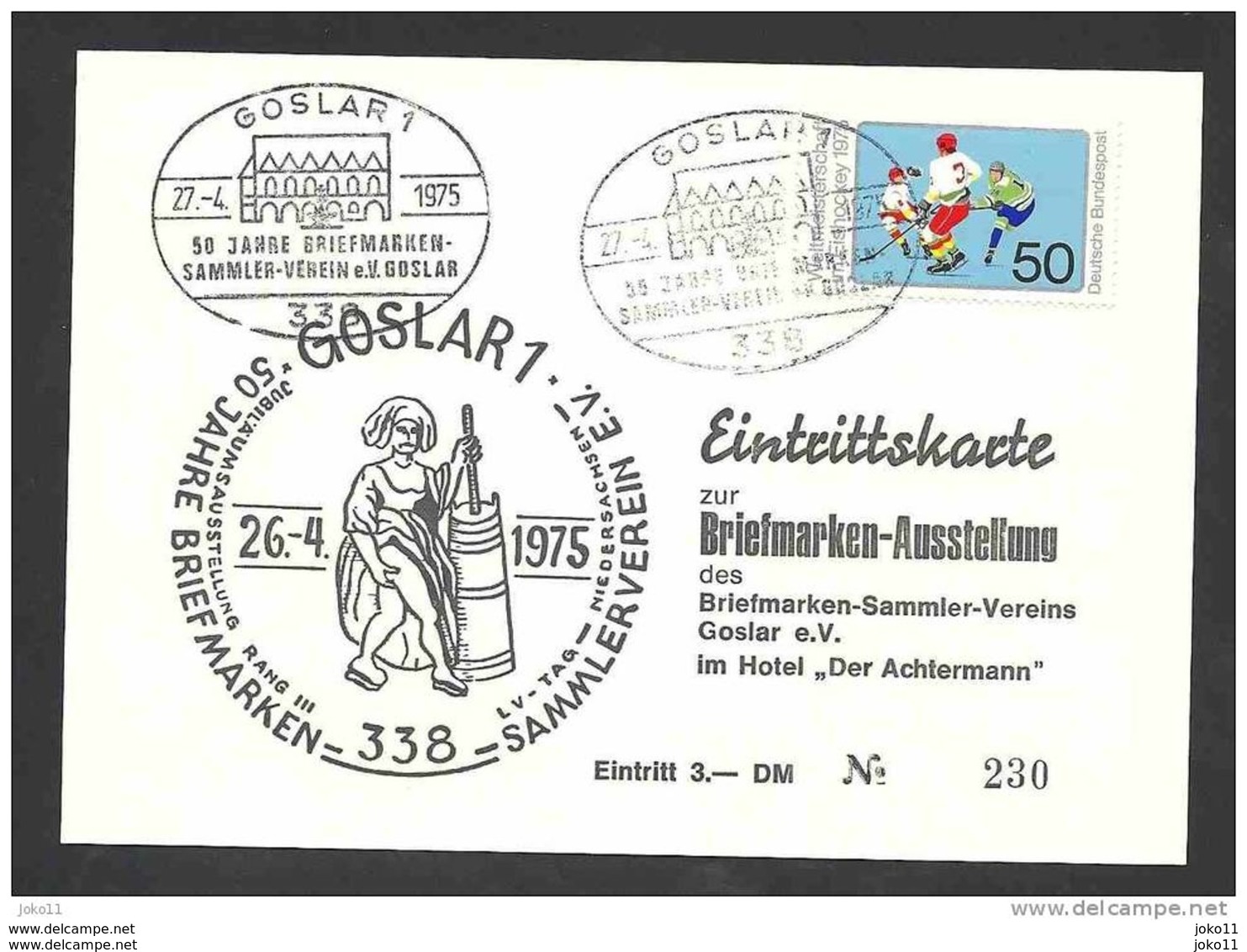Ganzsache, 1975, 50 Jahre Briefmarkenverein Goslar - Briefe U. Dokumente