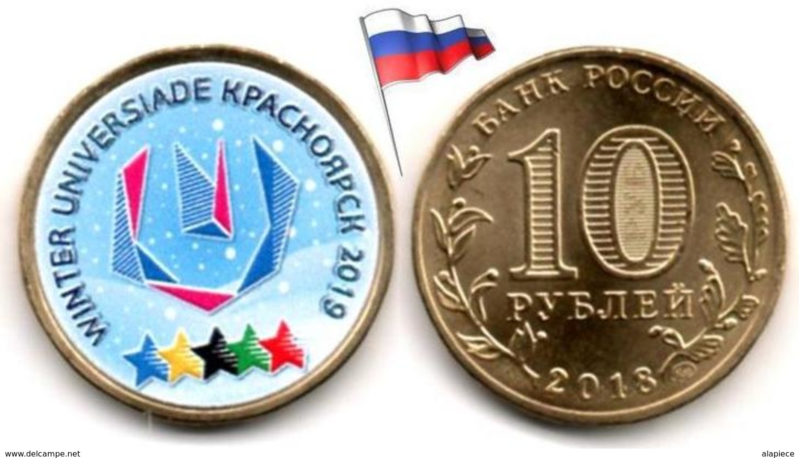 Russie - 10 Roubles 2018 (Logo World Winter Universiade 2019 In Krasnoyarsk - Color) - Russia