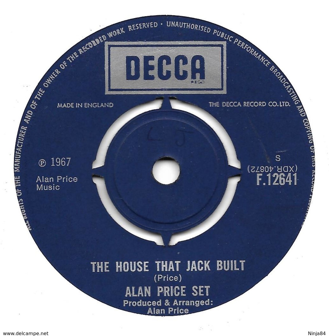 SP 45 RPM (7")   Alan Price Set ‎ "  The House That Jack Built  "  Angleterre - Rock