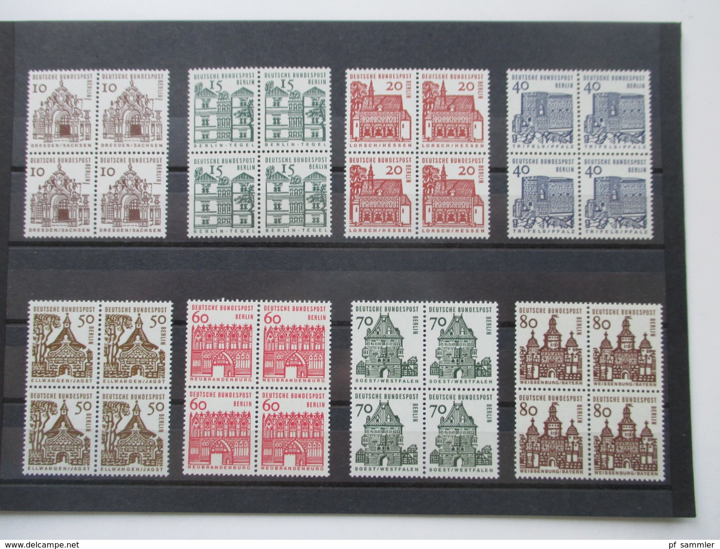 Berlin Freimarken Deutsche Bauwerke I Nr. 242 - 249 ** / Postfrisch 4er Blocks 130€ Katalogwert - Neufs