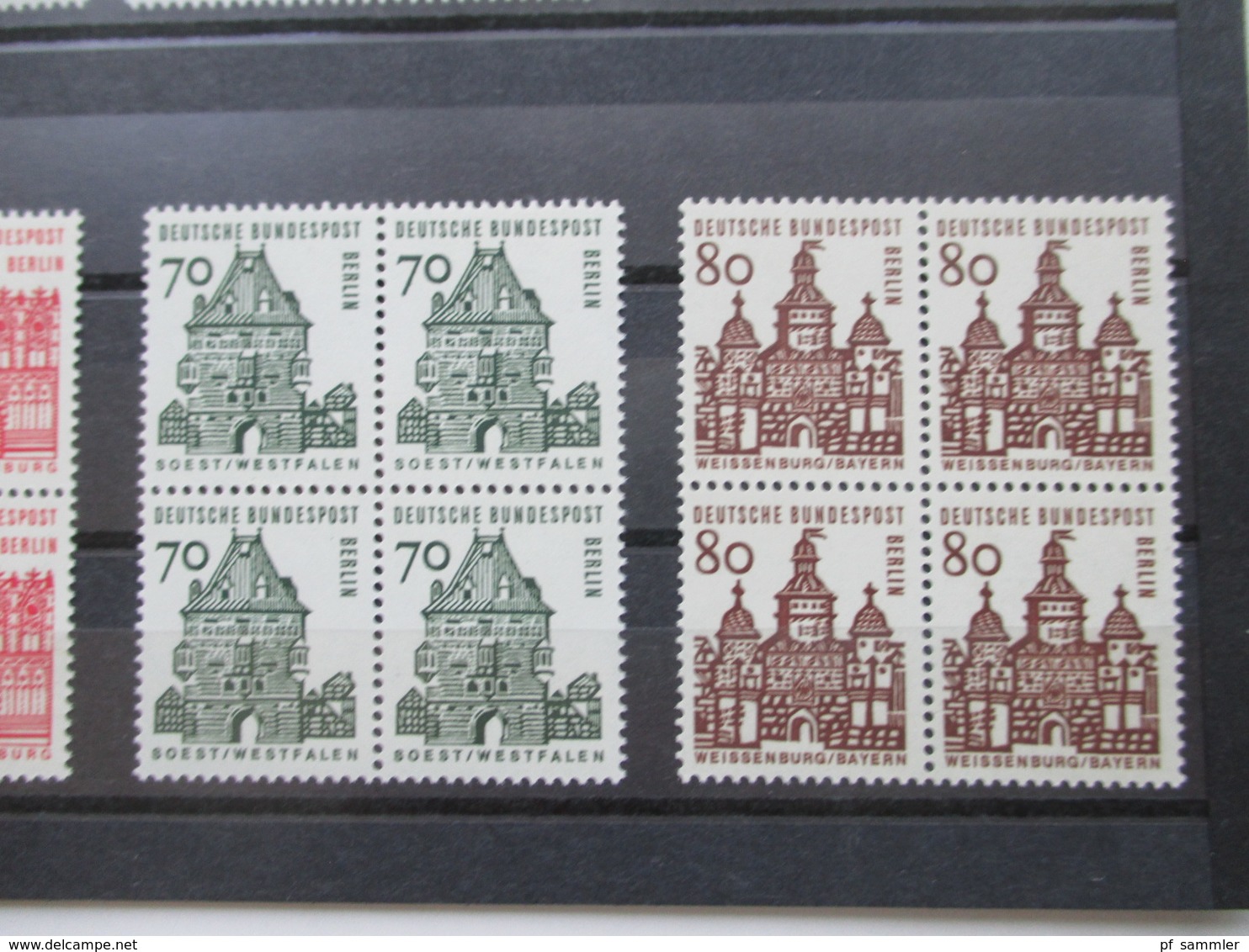 Berlin Freimarken Deutsche Bauwerke I Nr. 242 - 249 ** / Postfrisch 4er Blocks 130€ Katalogwert - Unused Stamps