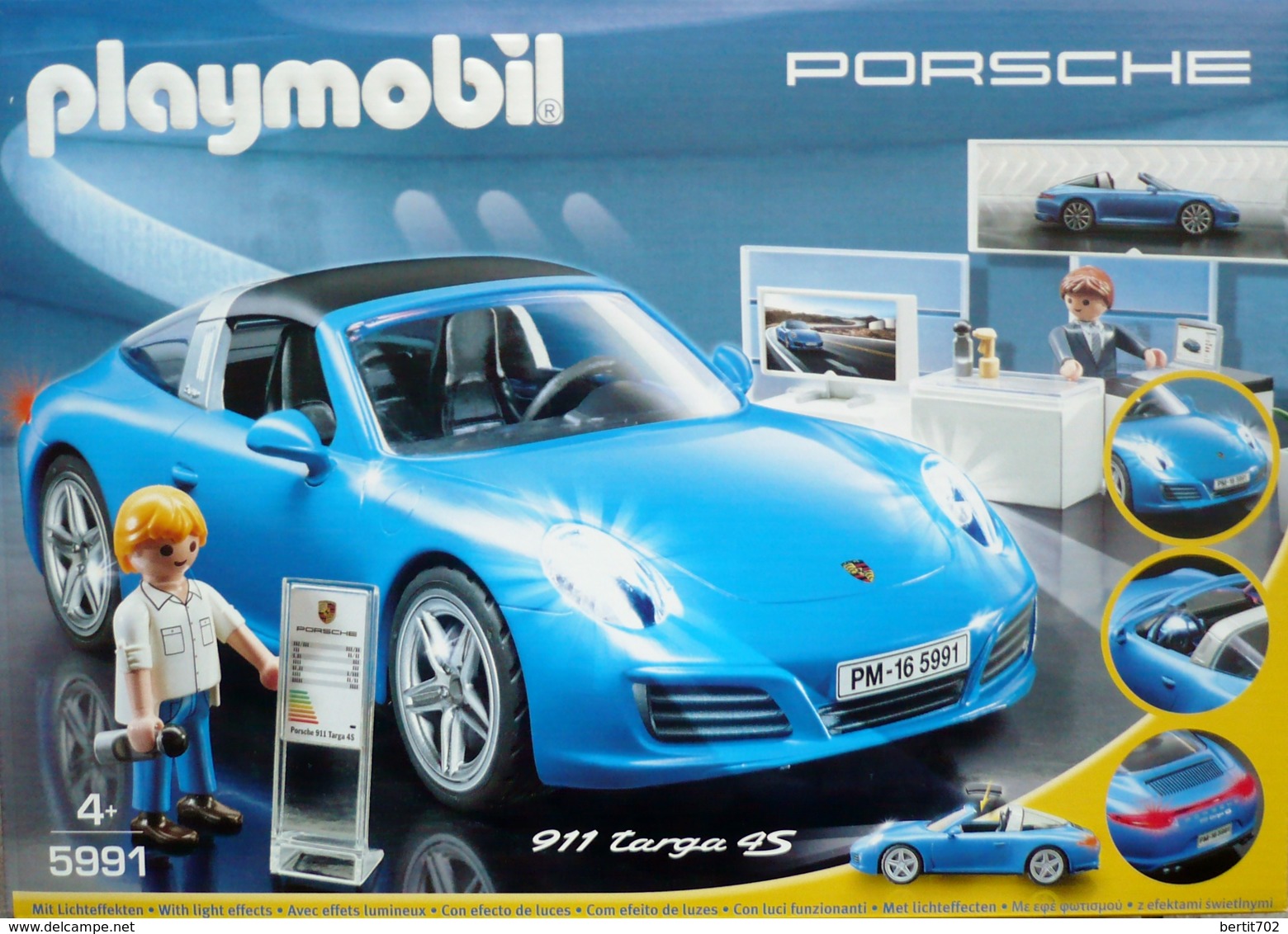 PLAYMOBIL 5991 -  SUPERBE PORSCHE 911 TARGA 4S  Avec Effets Lumineux Intérieur  Et Extérieur -  Dans Son Coffret - Playmobil