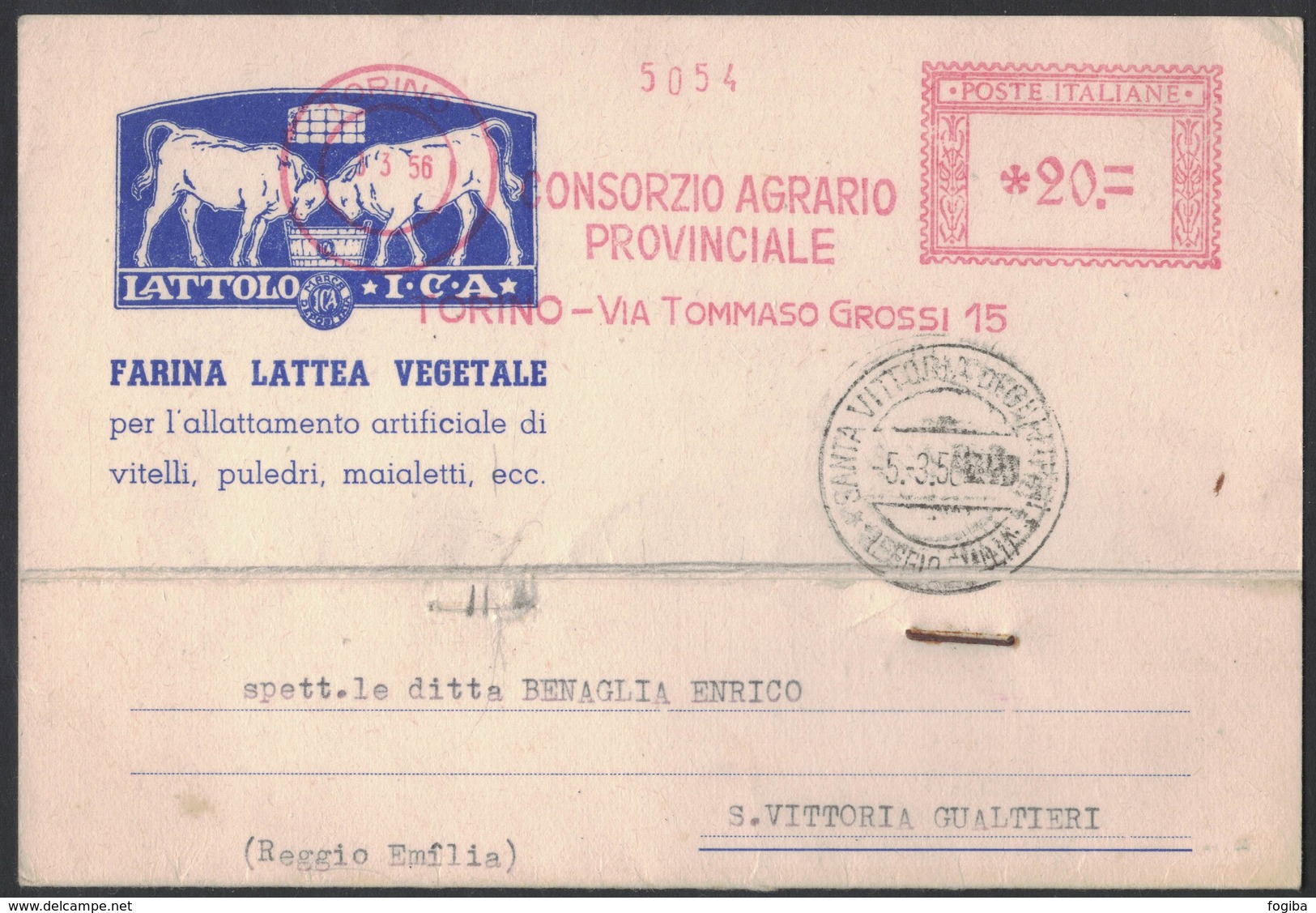 AP90   Italia 1956  Red Meter, EMA Freistempel - Consorzio Agrario Provinciale - Torino - Macchine Per Obliterare (EMA)