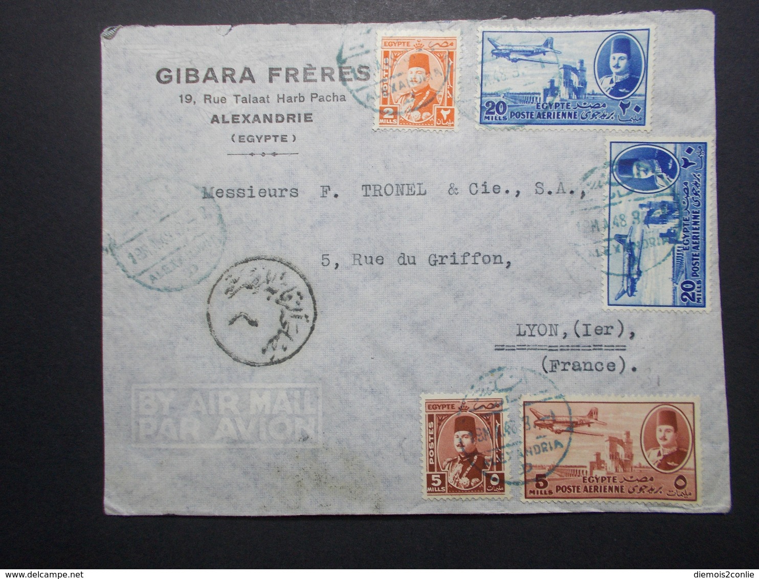 Marcophilie  Cachet Lettre Obliteration - Timbres - EGYPTE Alexandrie Destination FRANCE (2344) - Covers & Documents