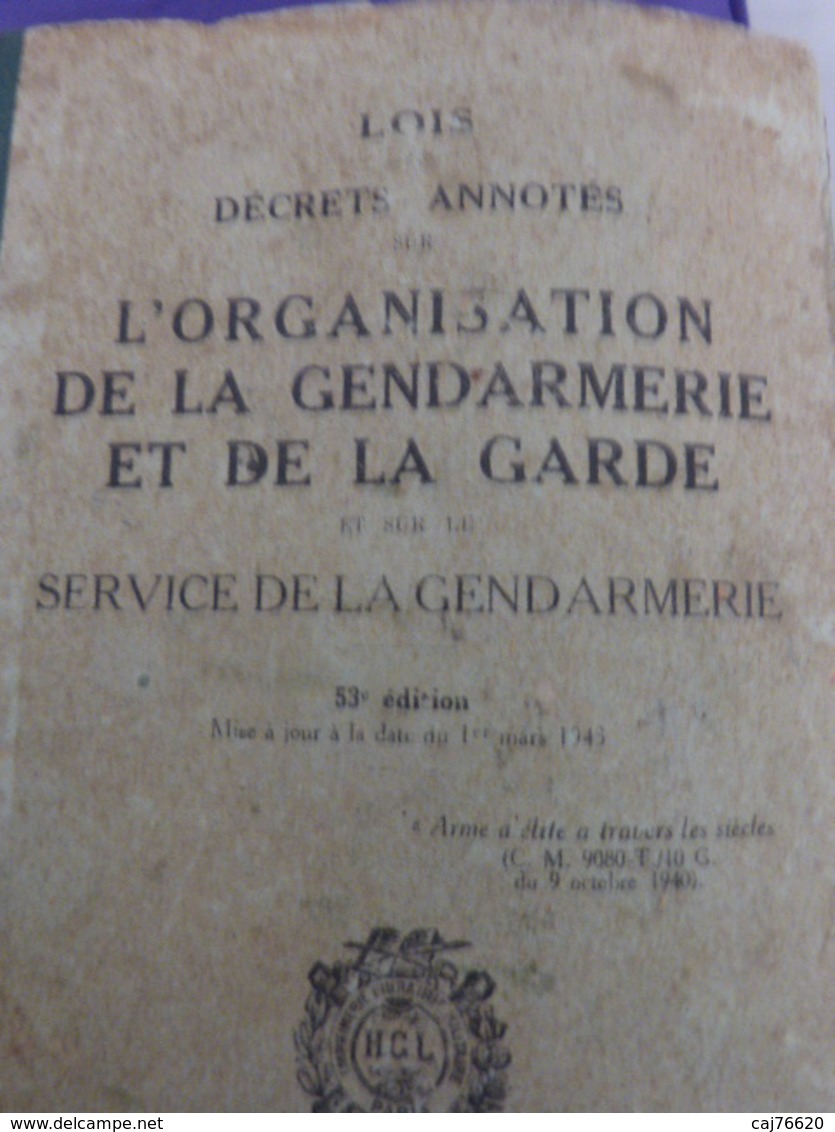 organisation  gendarmerie,de la garde ,service de la gendarmerie,1943 (cai102)