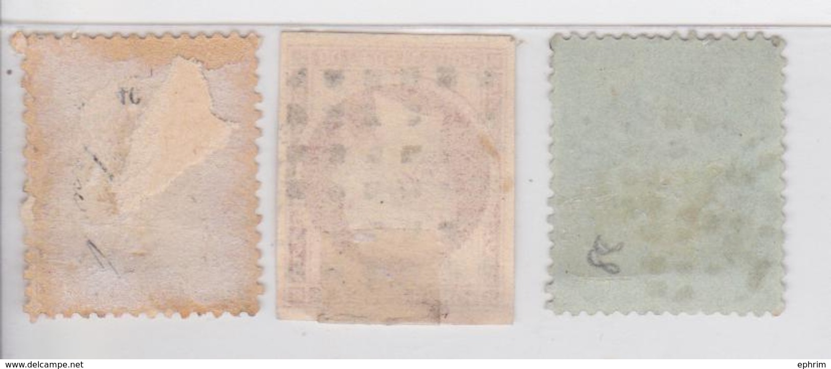 Timbre Napoléon III Lot De 3 Timbres Dont 80 Centimes Rose Avec Beau Quadrillage - 1862 Napoleon III