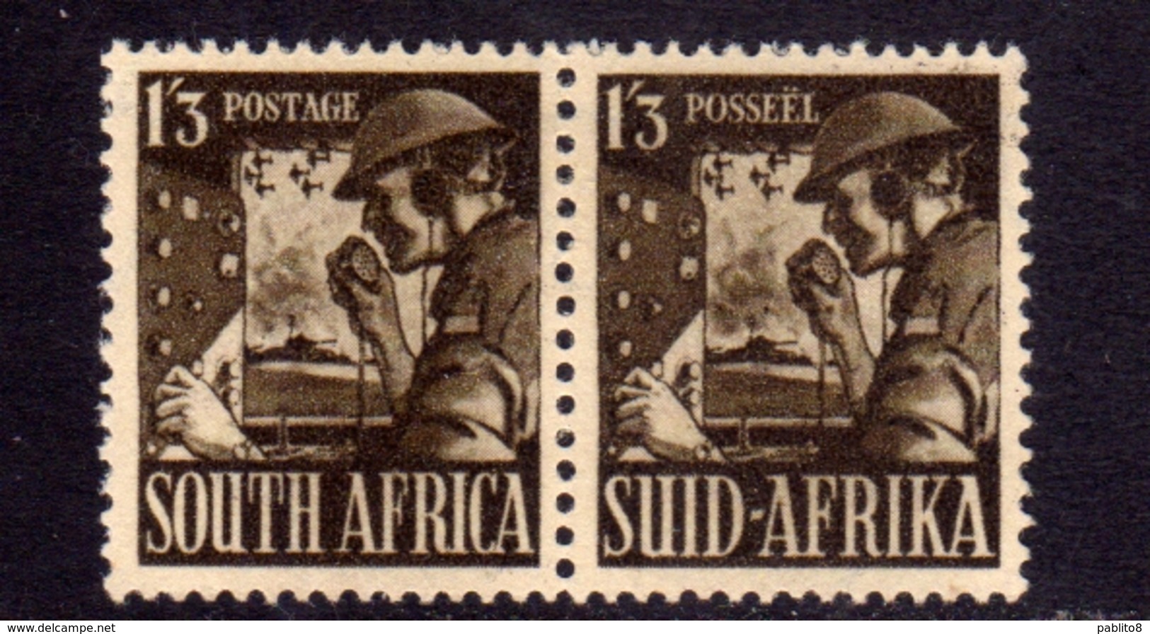 SUD SUID SOUTH AFRICA RSA AFRIQUE 1941 1943 SIGNAL CORPS 1sh 3p 1/3 PAIR COPPIA MLH - Unused Stamps