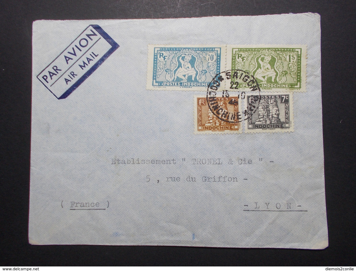 Marcophilie  Cachet Lettre Obliteration - Timbres - INDOCHINE Saigon Vers La France (2353) - Covers & Documents