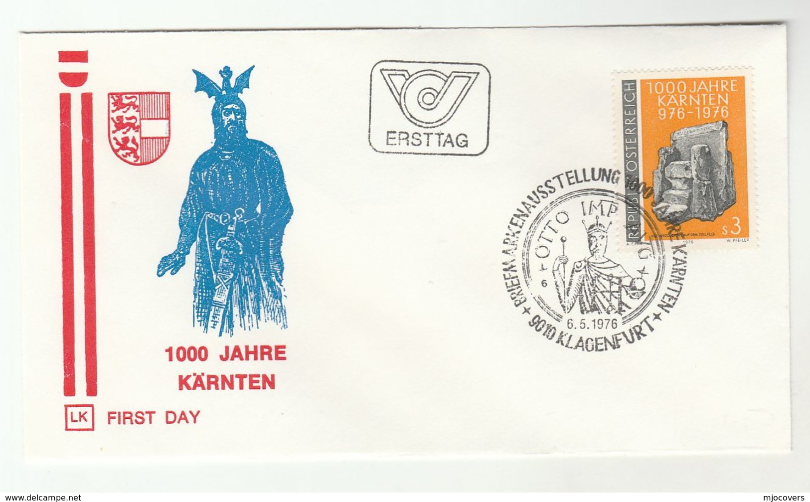 1976 Klagenfurt CARINTHIA 1000th ANNIV Emperor Otto KARNTEN  Stamps SPECIAL Pmk FDC  AUSTRIA Heraldic Cover Royalty - FDC