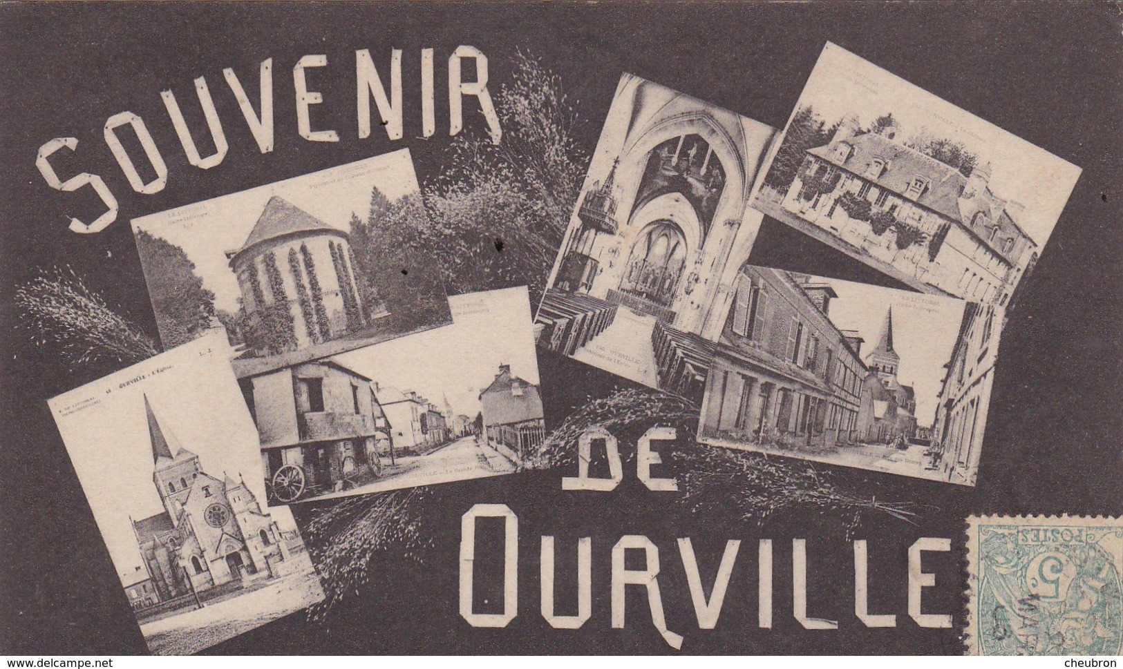 76. OURVILLE. CPA. CARTE MULTIVUES " SOUVENIR DE OURVILLE ". ANNEE 1903 - Ourville En Caux