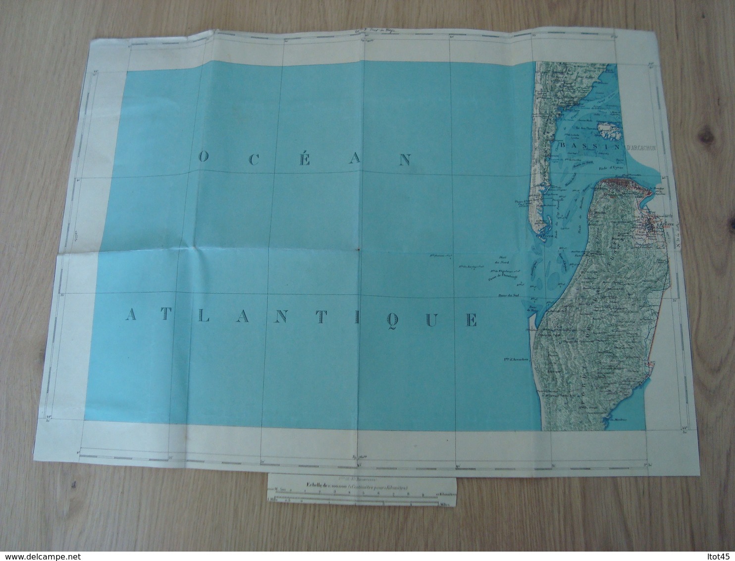 CARTE PAPIER BASSIN D'ARCACHON OCEAN ATLANTIQUE - Carte Geographique