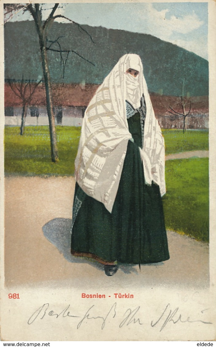 Bosnien Turkin 981  Muslim Lady With Veal  Used - Bosnie-Herzegovine