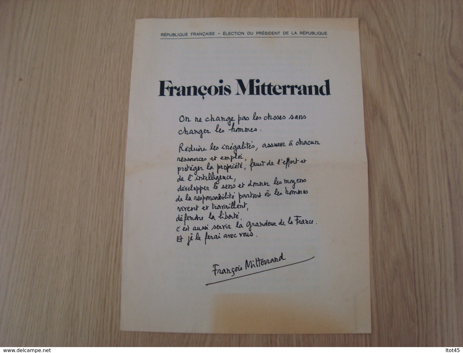 TRACT FRANCOIS MITTERRAND - Historical Documents