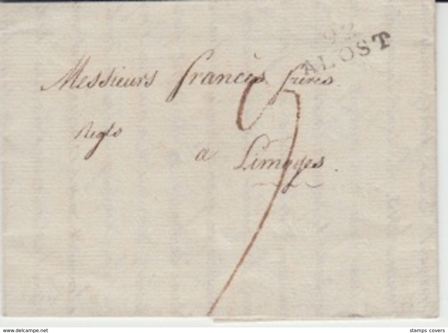 BELGIUM USED COVER 10 MAI 1814 ALOST LIMOGES - 1794-1814 (French Period)