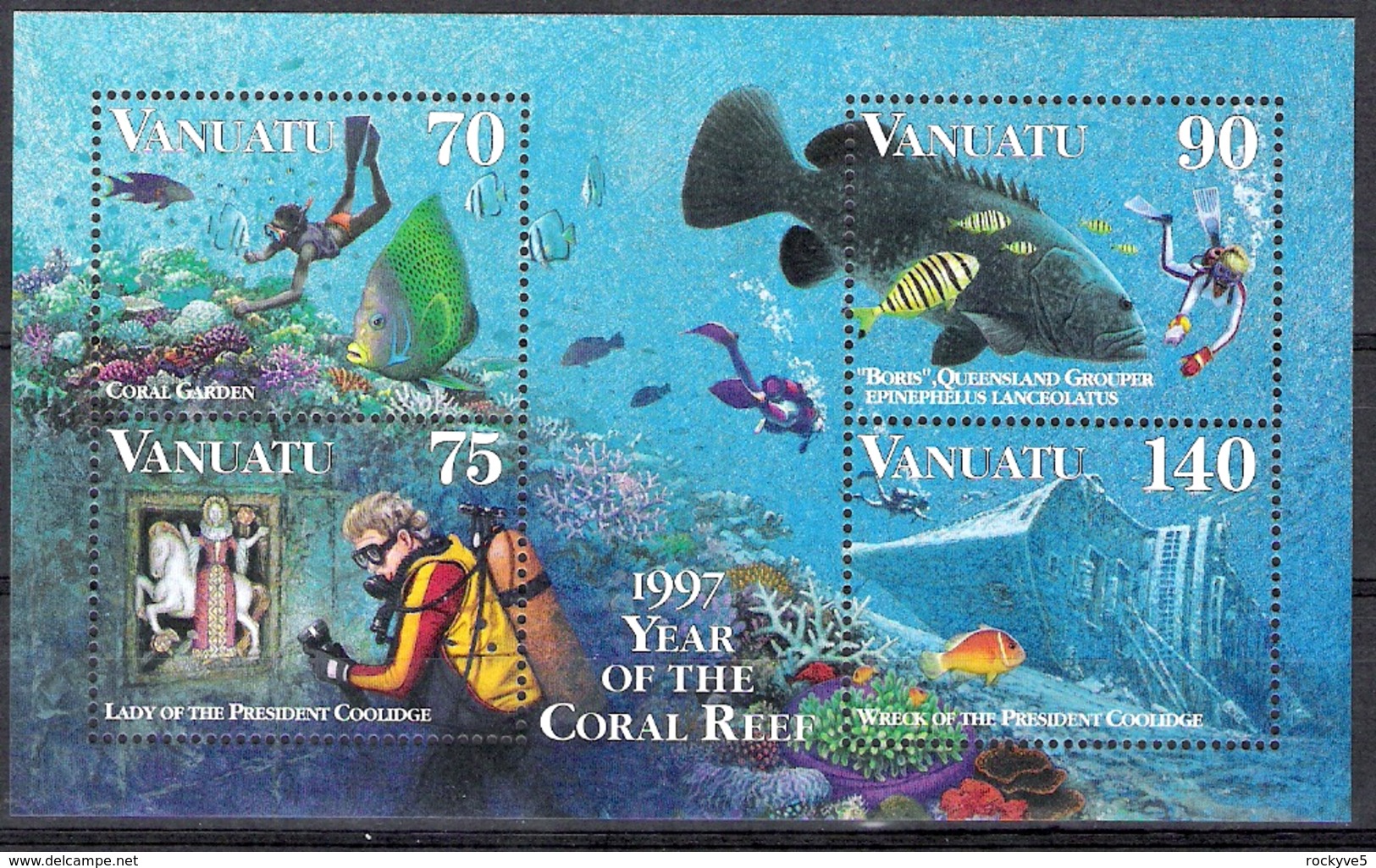 Vanuatu 1997 Diving + MS MNH CV £8.25 (2 Scans) - Fishes