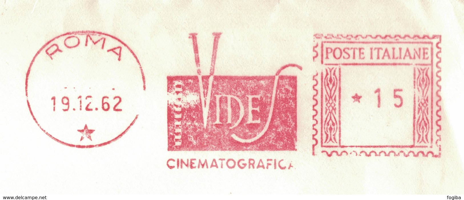 AP97   Italia, Italy 1962  Red Meter, EMA Freistempel - Vides Cinematografica - Roma - Macchine Per Obliterare (EMA)