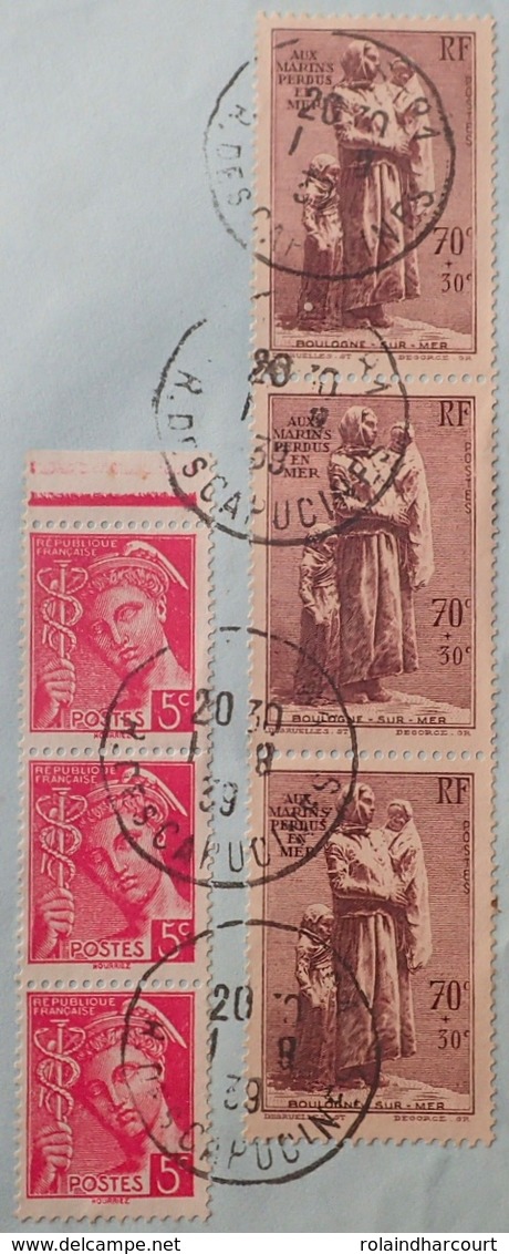 R1947/80 - 1939 - Bande De 3t N°406 + N°447 Sur ✉️ De PARIS (FRANCE) à OSLO (NORVEGE) Du 1er AOÛT 1939 - Covers & Documents